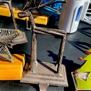 Metallic Reindeer Sculpture Fireplace Christmas stocking hooks